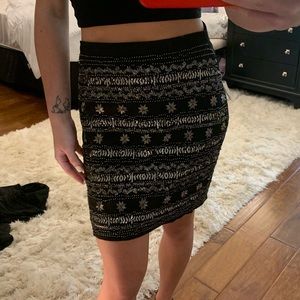 Francesca’s embellished front black mini skirt